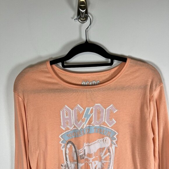 AC/DC Women's Size 2XL Orange Graphic Print World Tour Long‎ Sleeve T-shirt - Picture 2 of 5